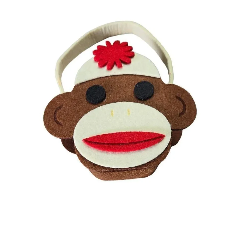 Sock Monkey Felt Bag 9x4.5